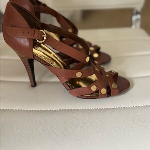BCBG‎ leather heeled sandals.  Size 9.5.  4” heels.